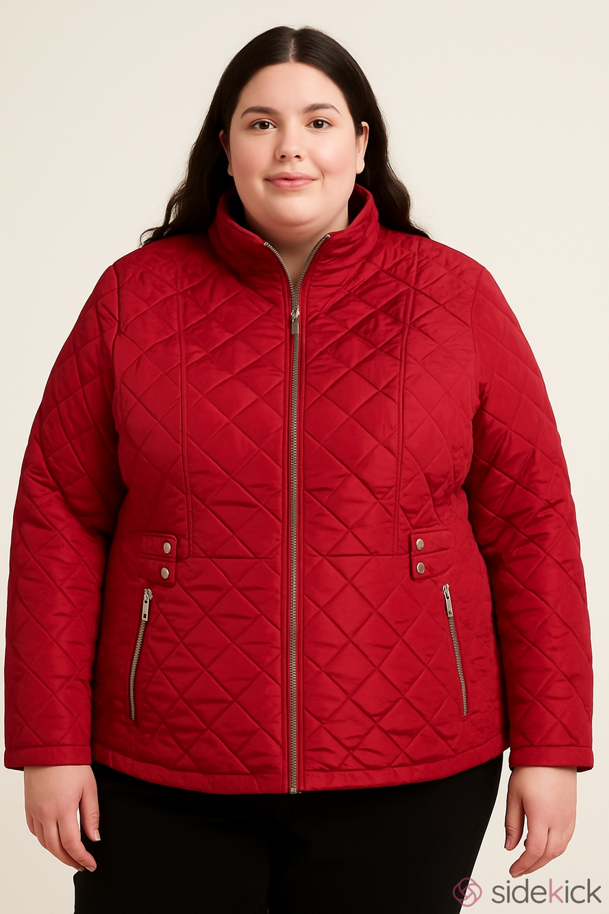 GUESS Women's Red Quilted Puffer Jacket XL